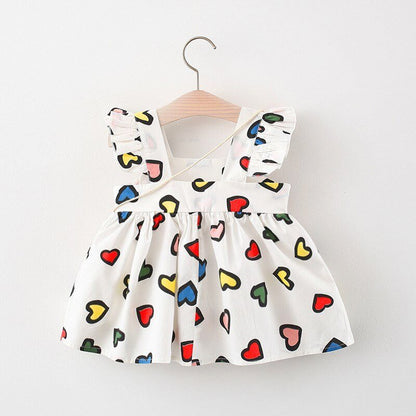 Colorful Hearts Kids Dress + Dragonfly