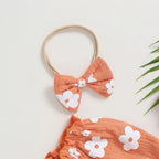 Romper Florzinha Lili Manga Comprida com Laço Laranja - Minu Kids