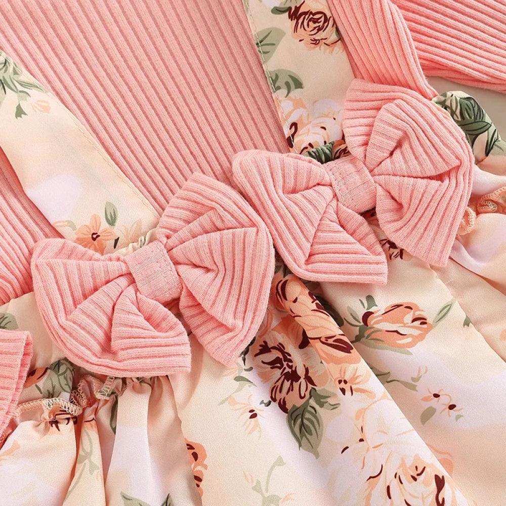 Romper Leyla Floral Manga Comprida Rosa - Minu Kids