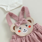 Conjuntinho Animals Body e Saia Rosa - Minu Kids
