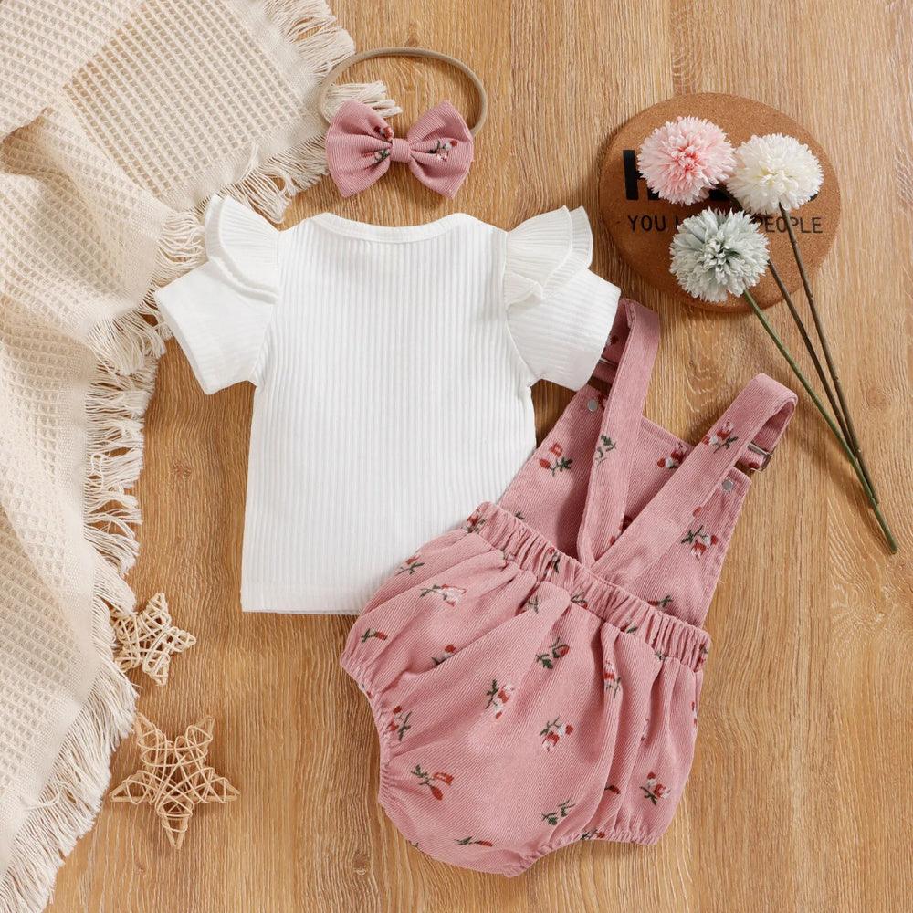 Conjuntinho Hana Blusa e Jardineira Rosa - Minu Kids