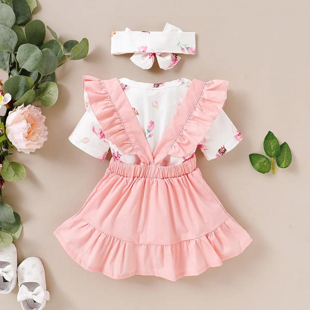 Conjunto Judi Flores Body e Saia Rosa - Minu Kids