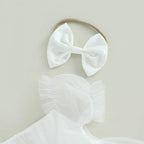 Vestidinho Julie Tule com Laço Branco - Minu Kids