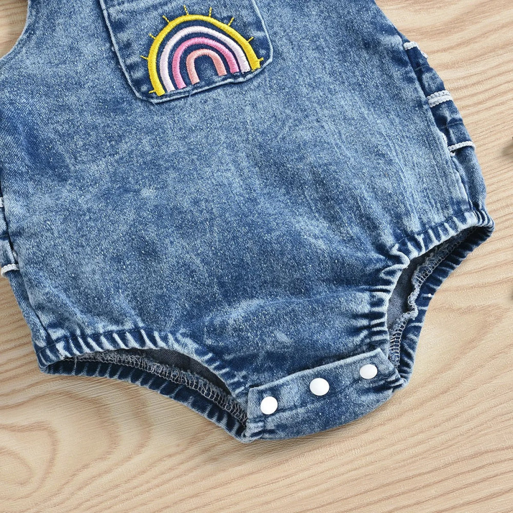 Romperzinho Jeans Arco-Íris - Minu Kids