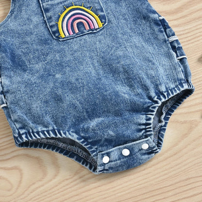 Romperzinho Jeans Arco-Íris - Minu Kids
