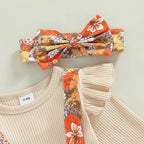 Romper Bela Floral com Manga Comprida Bege - Minu Kids