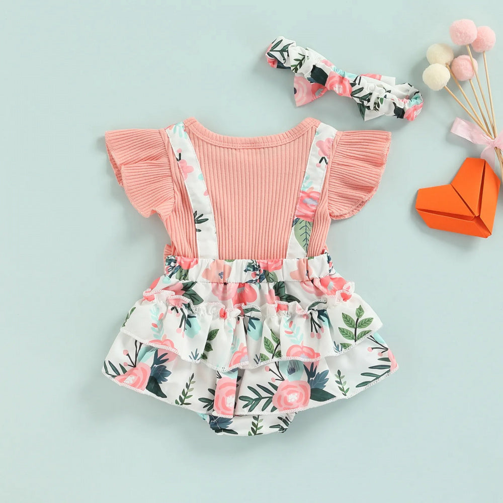 Romper Lila Floral com Laço Rosa - Minu Kids