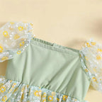 Vestidinho Pandinha Nina Florzinhas Verde - Minu Kids