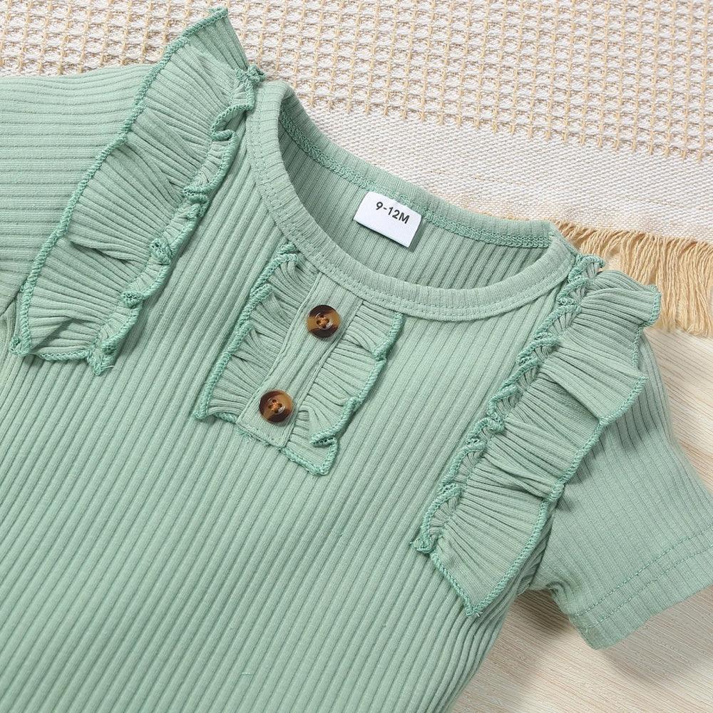 Conjunto Floral Body e Saia Verde - Minu Kids