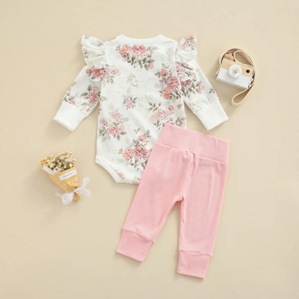 Conjunto Nina Floral Body e Calça Rosa - Minu Kids