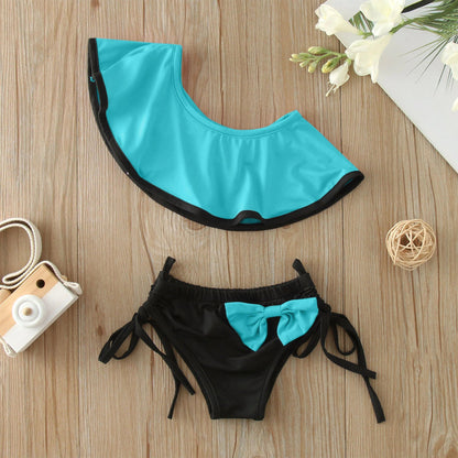 Biquíni Infantil Tropical Luminoso com um só ombro