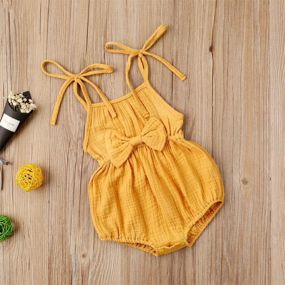 Romperzinho Lila Com Laço Amarelo - Minu Kids