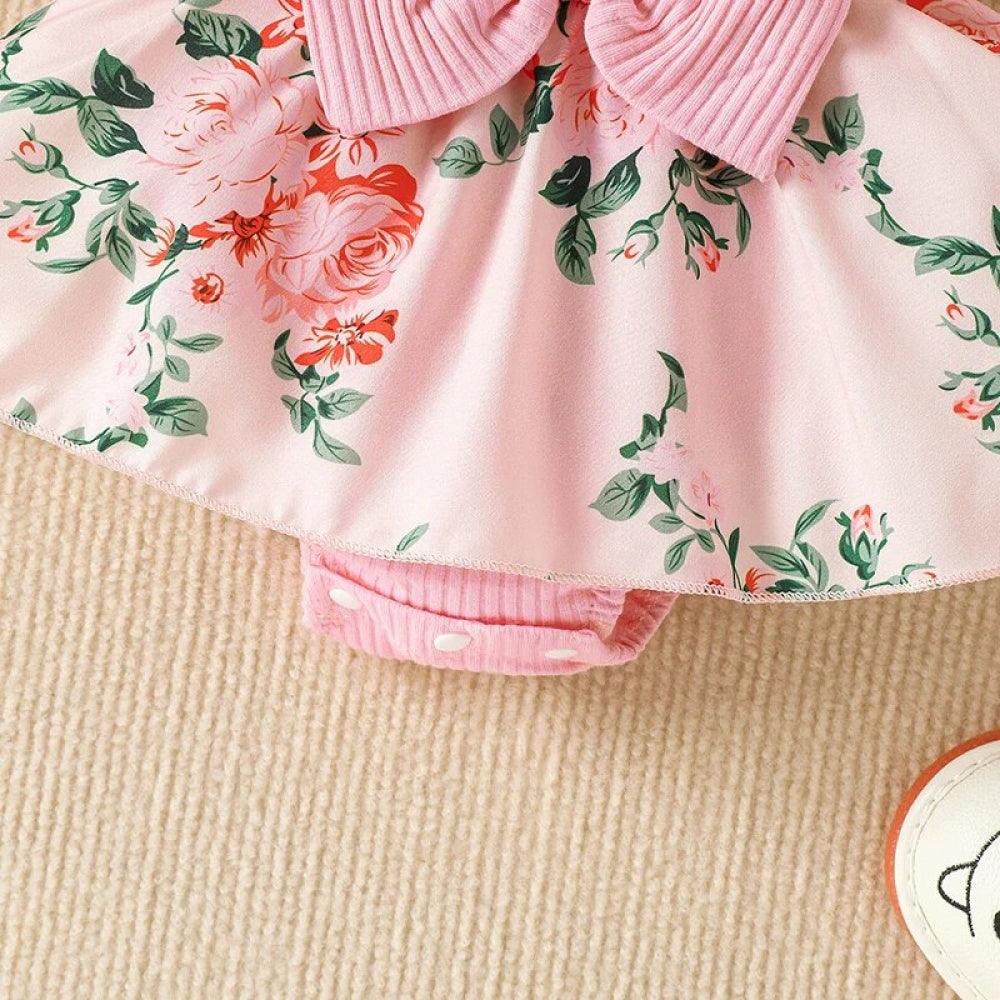 Vestidinho Floral Lili com Laço Rosa - Minu Kids
