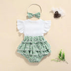 Romper Marrie Verde com Branco - Minu Kids