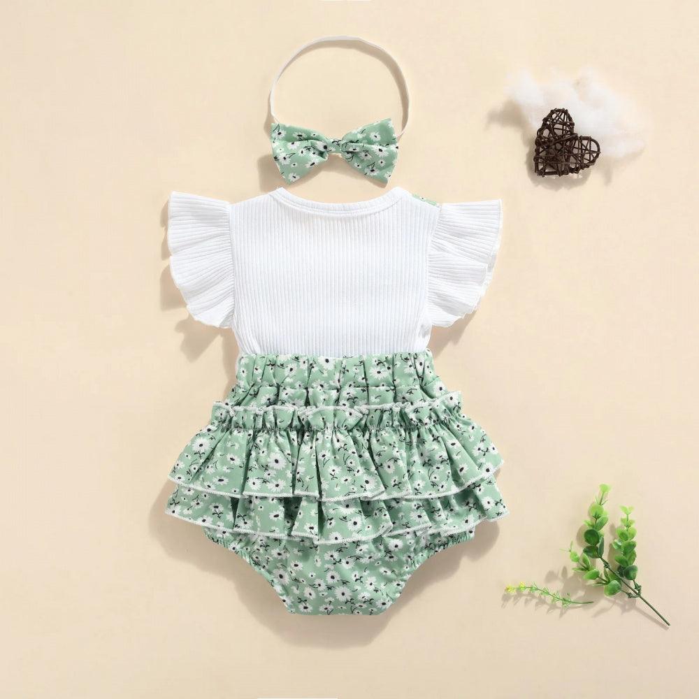 Romper Marrie Verde com Branco - Minu Kids