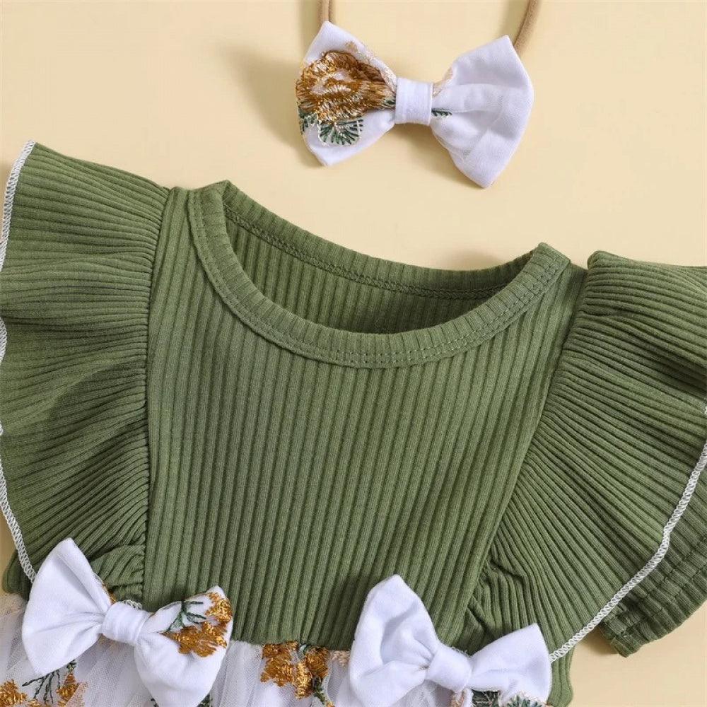 Vestido Lila Floral Verde - Minu Kids