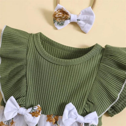Vestido Lila Floral Verde - Minu Kids