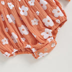 Romper Florzinha Lili Manga Comprida com Laço Laranja - Minu Kids