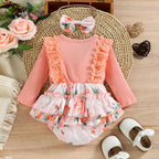 Romper Rosa Floral de Manga Comprida - Minu Kids
