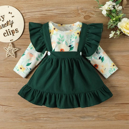 Conjunto Bela Floral Verde com Laço - Minu Kids