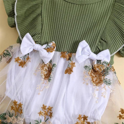 Vestido Lila Floral Verde - Minu Kids