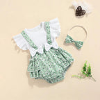 Romper Marrie Verde com Branco - Minu Kids