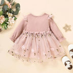 Vestido Lina Rosa com Manga Comprida - Minu Kids