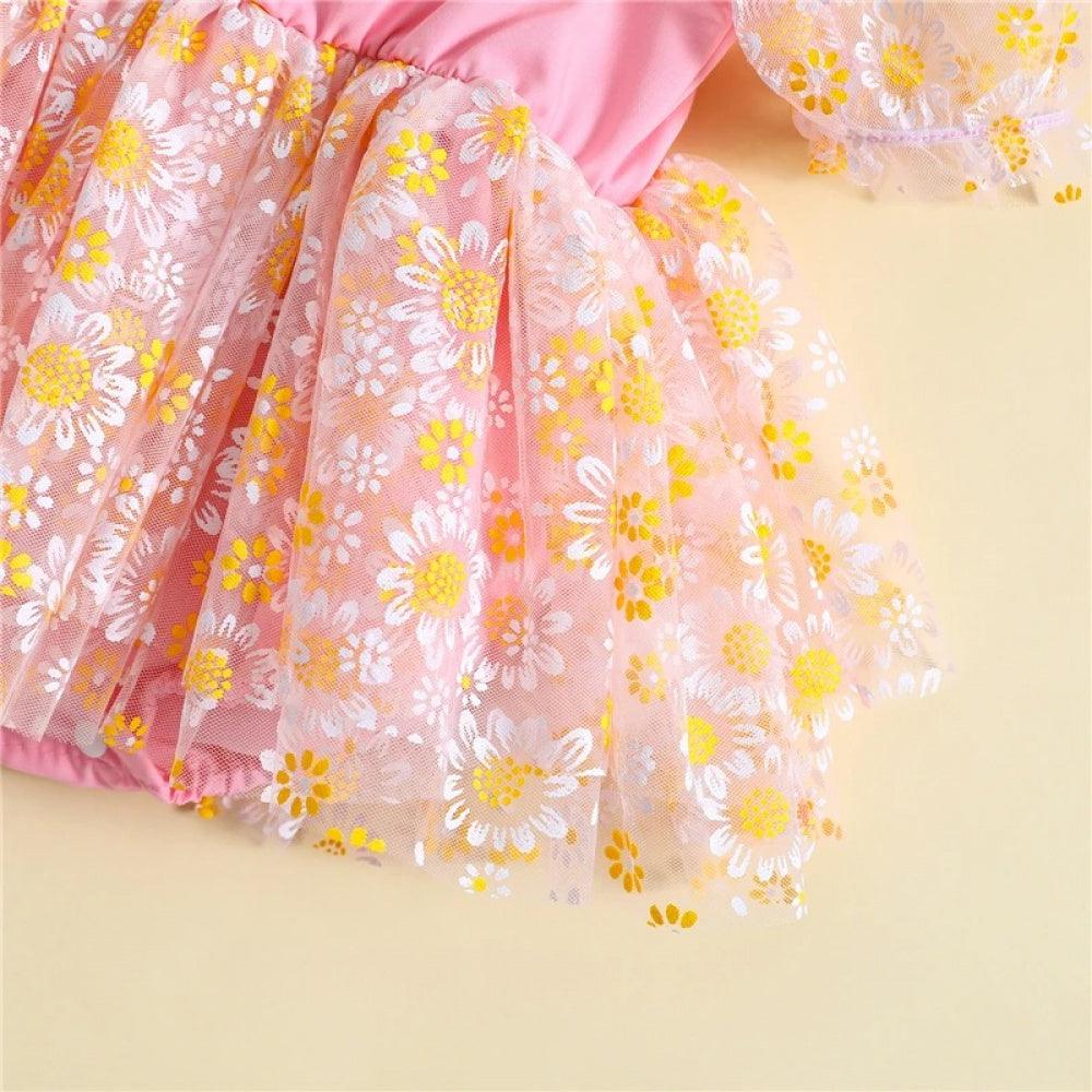 Vestidinho Nina Florzinhas Rosa - Minu Kids