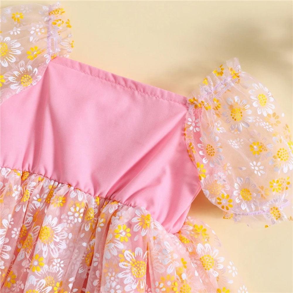 Vestidinho Nina Florzinhas Rosa - Minu Kids