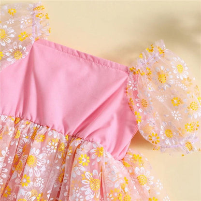 Vestidinho Nina Florzinhas Rosa - Minu Kids