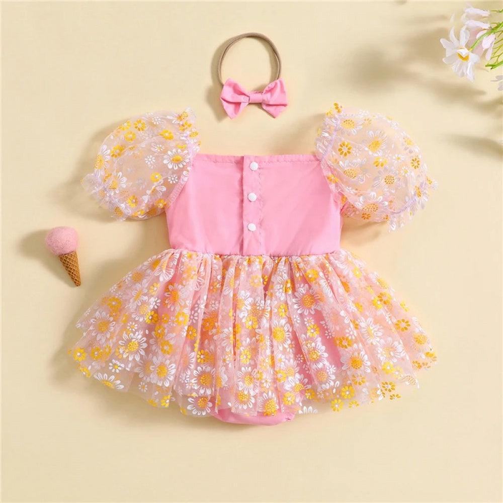 Vestidinho Nina Florzinhas Rosa - Minu Kids