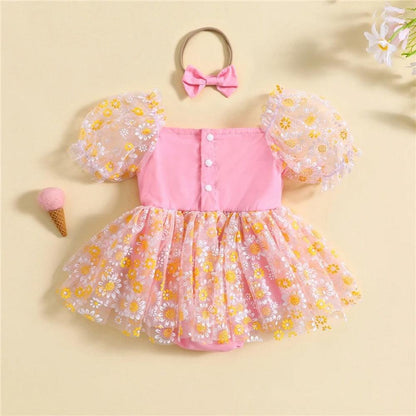 Vestidinho Nina Florzinhas Rosa - Minu Kids