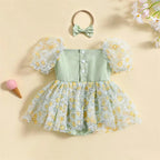 Vestidinho Pandinha Nina Florzinhas Verde - Minu Kids