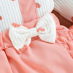 Romper Corações Branco com Rosa de Manga Comprida - Minu Kids