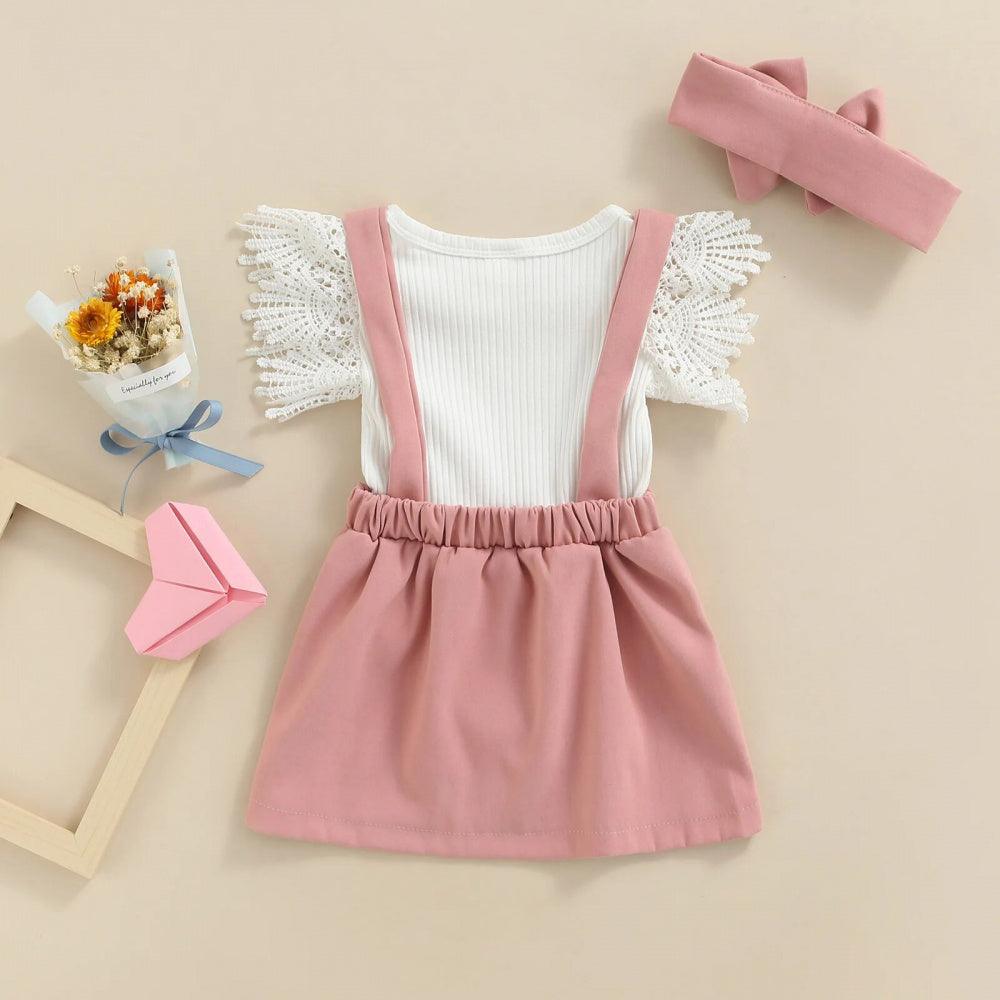 Conjuntinho Nina Body e Saia Rosa - Minu Kids