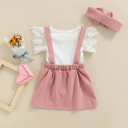 Conjuntinho Nina Body e Saia Rosa - Minu Kids