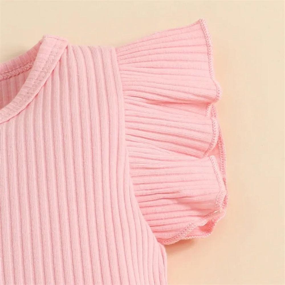 Conjuntinho Lila Floral com Laço Rosa - Minu Kids