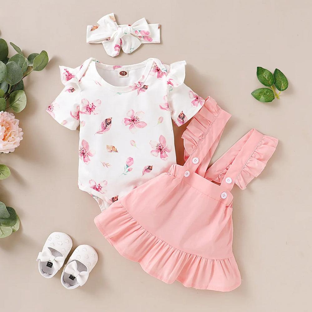 Conjunto Judi Flores Body e Saia Rosa - Minu Kids