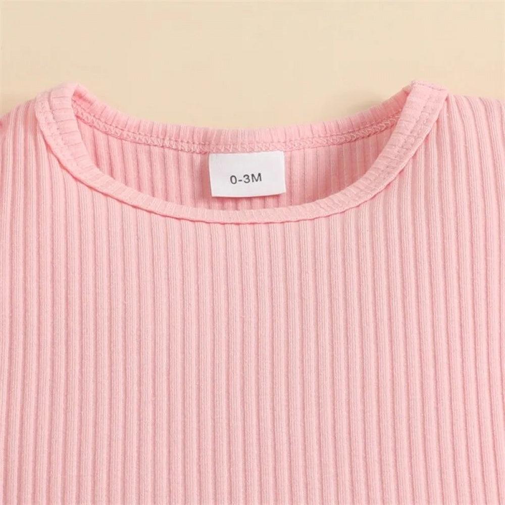 Conjuntinho Lila Floral com Laço Rosa - Minu Kids