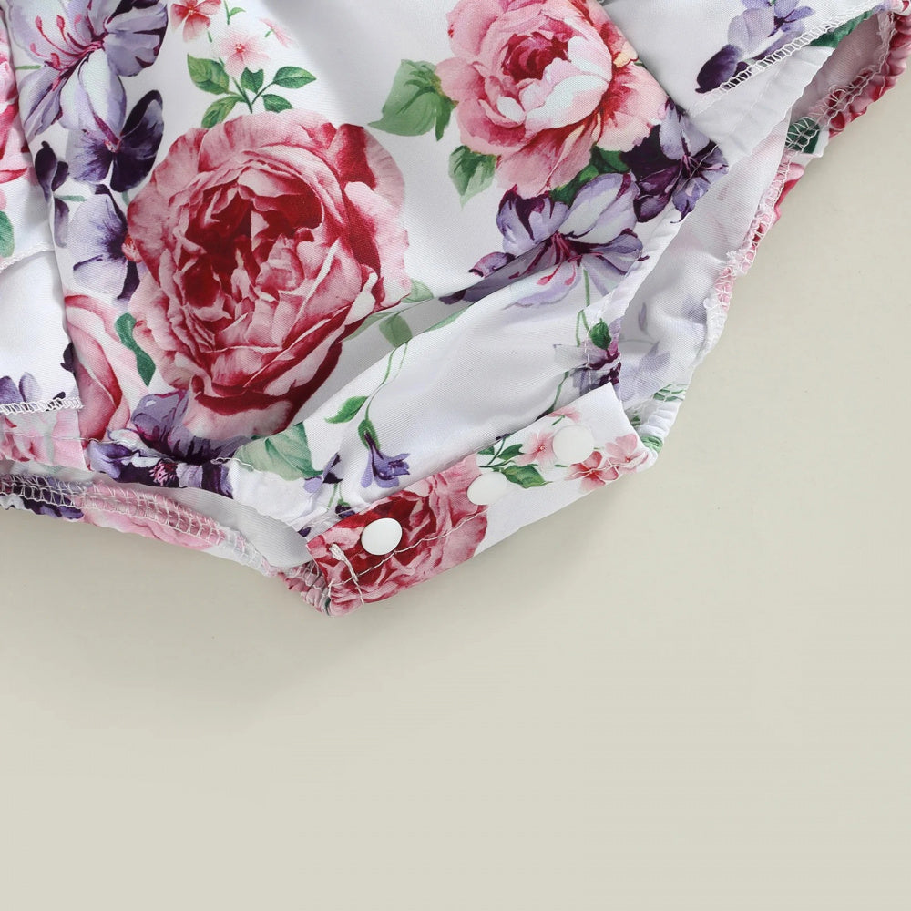 Romperzinho Mila Floral com Laço Lilás - Minu Kids