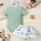 Conjunto Floral Body e Saia Verde - Minu Kids
