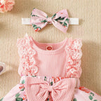 Vestidinho Floral Lili com Laço Rosa - Minu Kids