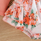 Romper Rosa Floral de Manga Comprida - Minu Kids