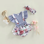 Romperzinho Mila Floral com Laço Lilás - Minu Kids
