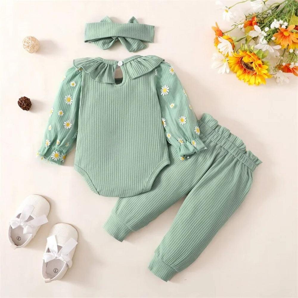 Conjunto Margaridas Body e Calça Verde - Minu Kids