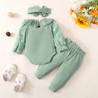 Conjunto Margaridas Body e Calça Verde - Minu Kids