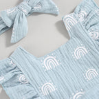Romper Arco-Íris Lili com Laço Azul - Minu Kids