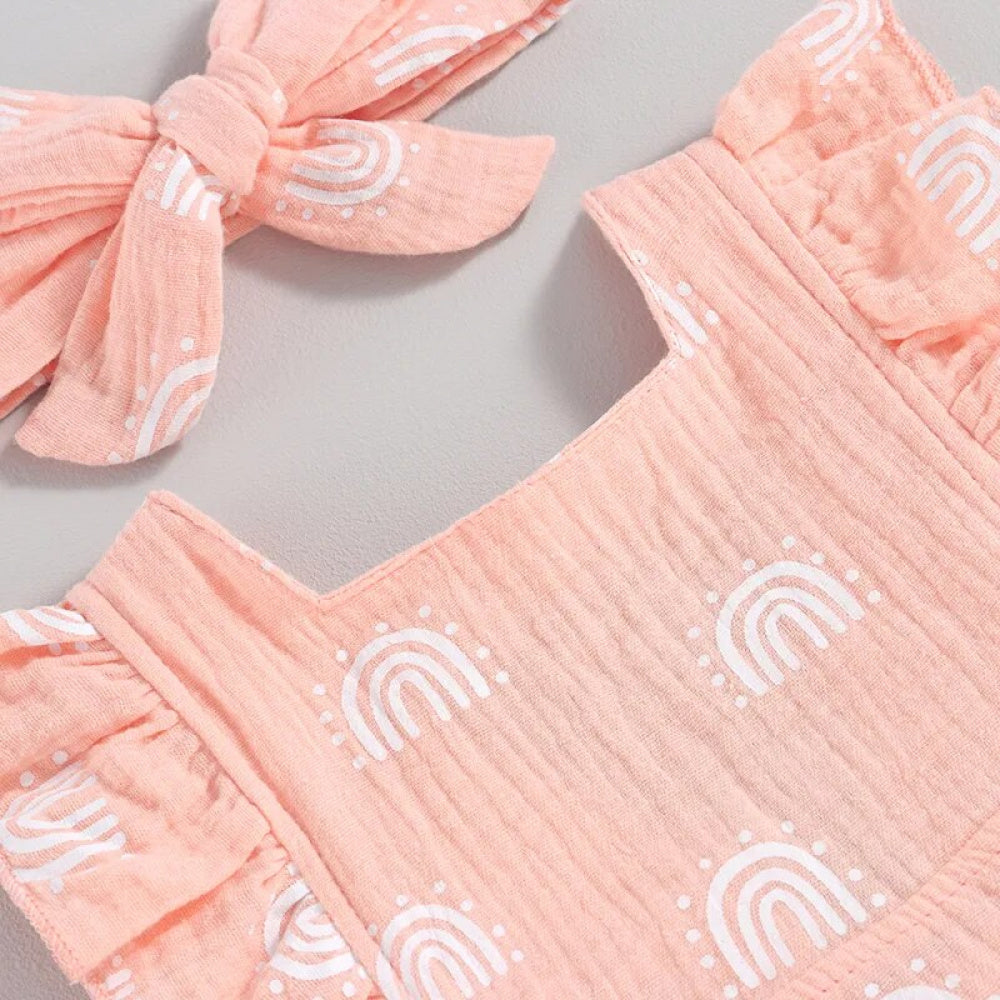 Romper Arco-Íris Lili com Laço Rosa - Minu Kids